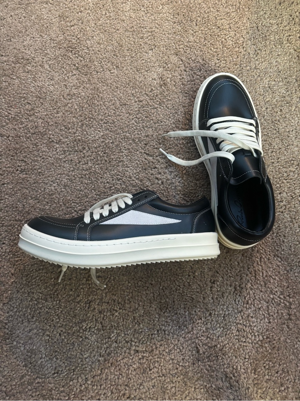 Rick Owens Black Leather Vans